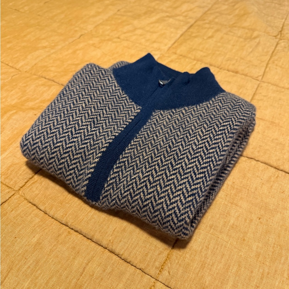 J.Crew Cashmere Quarter Zip Herringbone - Picture 3 of 10